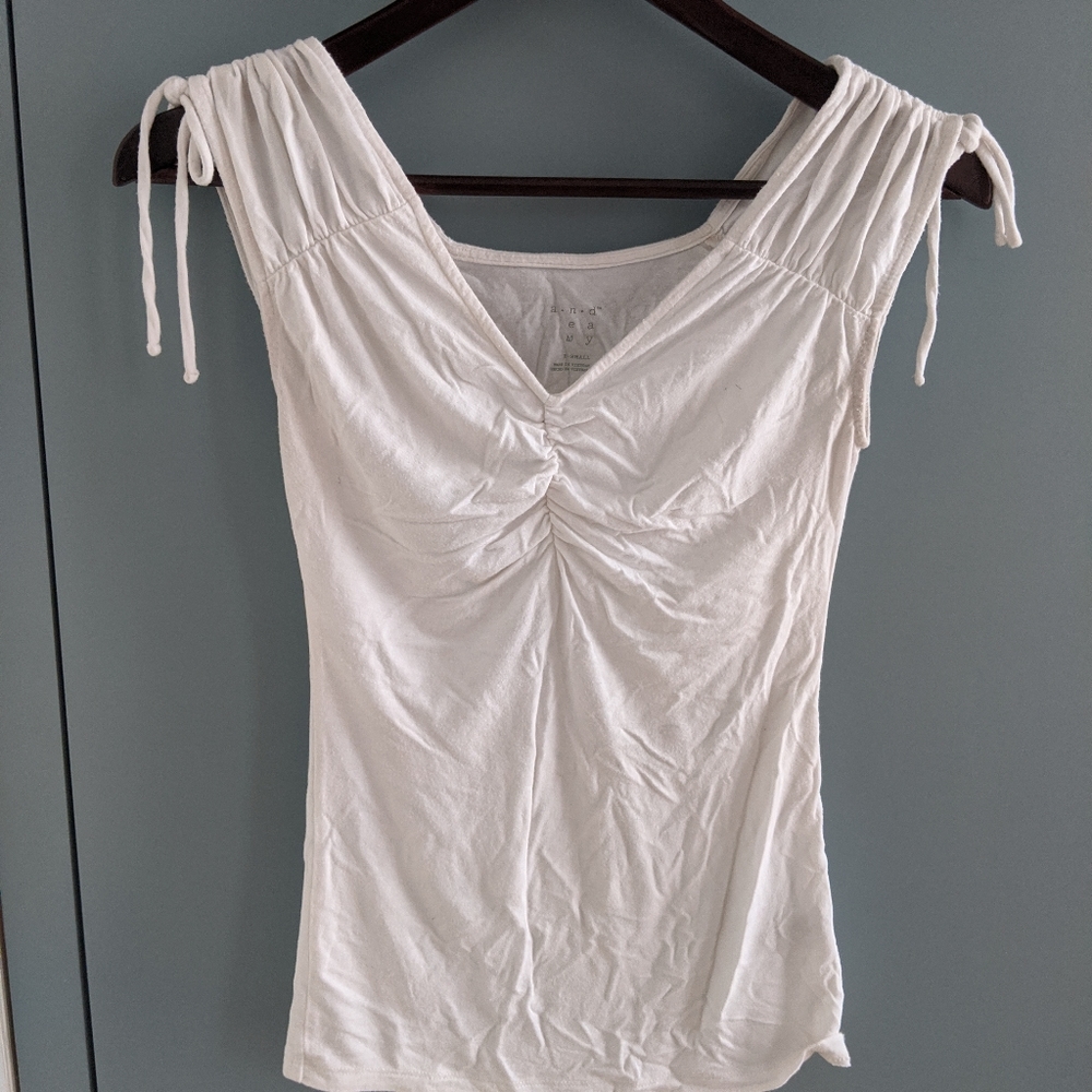 White blouse with cap sleeves